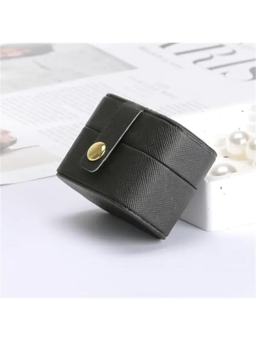 Mini Travel Jewelry Box Ring Earring Necklace Holder Portable Storage Case Black